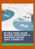 IB HOA FINAL EXAM REVIEW QUESTIONS & ANSWERS RATED 100% CORRECT!!