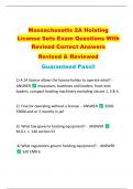 Massachusetts 2A Hoisting  License Sets Exam Questions With  Revised Correct Answers   Revised & Reviewed  Guaranteed Pass!! 