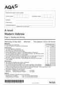 AQA A LEVEL MODERN HEBREW PAPER 1 QUESTION PAPER  2024 (7672/1 : Reading and Writing)