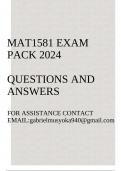 MAT1581 Exam pack 2024(Questions and answers)