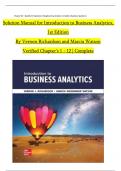 Solution Manual for Introduction to Business Analytics 1st Edition By Richardson and Watson, All 12 Chapters Covered, Verified Latest Edition