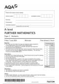 AQA A LEVEL FURTHUR  MATHEMATICS  7367/3M  PAPER  3  MECHANICS  QUESTION PAPER JUNE 2024