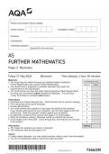 AQA AS FURTHUR  MATHEMATICS PAPER 2  7366/2M MECHANICS QUESTION PAPER JUNE 2024