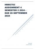 HRM3703 Assignment 4 Semester 2 2024 - DUE 26 September 2024