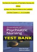 Test Bank For Essentials of Psychiatric Nursing, 3rd Edition by Boyd & Luebbert, ISBN: 9781975185121, All 31 Chapters Covered, Verified Latest Edition