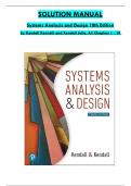 SOLUTION MANUAL For Systems Analysis and Design, 10th Edition by Kendall Kenneth and Kendall Julie, Verified Chapters 1 - 16, Complete 