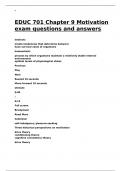 EDUC 701 Chapter 9 Motivation exam questions and answers