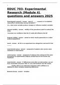 EDUC 703- Experimental Research (Module 4) questions and answers 2025