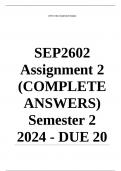 SEP2602 Assignment 2 (COMPLETE ANSWERS) Semester 2 2024 - DUE 20 September 2024 ; 100% TRUSTED Complete, trusted solutions and explanations. Ensure your success with us..