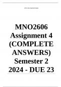 MNO2606 Assignment 4 (COMPLETE ANSWERS) Semester 2 2024 - DUE 23 September 2024 ; 100% TRUSTED Complete, trusted solutions and explanations. Ensure your success with us..