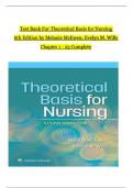 TEST BANK For Theoretical Basis for Nursing, 6th American Edition by Melanie McEwen; Evelyn M. Wills All Chapters 1 to 23 complete Verified editon ISBN: 9781975175658