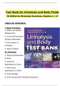 TEST BANK For Urinalysis and Body Fluids, 7th Edition by Strasinger  All Chapters 1 to 17 complete Verified editon ISBN: 9780803675827