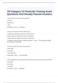  TN Category C2 Pesticide Training Exam Questions And Already Passed Answers.