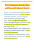 Exam 1 Physics Lab Exam Questions and Answers 100% Solved | Rated A+