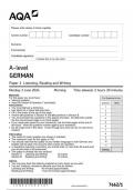 AQA German  7662 paper 1 question paper German A 3June 2024