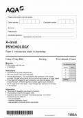 AQA A LEVEL PSYCHOLOGY Paper 1 Introductory topics in psychology  QUESTION PAPER 2024 (71812