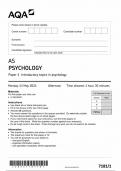 AQA AS PSYCHOLOGY Paper 1  Introductory topics in psychology QUESTION PAPER 2024 (71811) (1)