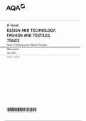 2024 AQA A LEVEL DESIGN AND TECHNOLOGY: FASHION AND TEXTILES MARK SCHEME PAPER 2 (7562/2: Design and Making Principles)