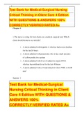 Test Bank for Medical-Surgical Nursing Critical Thinking in Client Care 4 Edition WITH QUESTIONS & ANSWERS 100% CORRECTLY/VERIFIED RATED A+