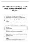 NSG 6020 Midterm Exam Latest AlreadyGraded A Health Assessment SouthUniversity