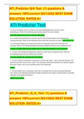 ATI_Predictor_Q_A_Test. (1) questions & answers 100%correct 2021/2022 BEST EXAM SOLUTION  RATED A+