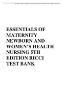 ESSENTIALS OF MATERNITY NEWBORN AND WOMEN'S HEALTH NURSING 5TH EDITION SUSAN RICCI TESTBANK