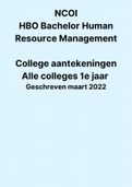 Lesaantekeningen NCOI - Human Resource Management Voltijd 2021/2022 - Alle colleges 1e jaar 2021/2022