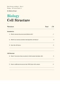 Biology - Cell Structure worksheet 