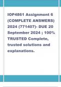 IOP4861 Assignment 6 (COMPLETE ANSWERS) 2024 (771407)- DUE 20 September 2024 ; 100% TRUSTED Complete, trusted solutions and explanations. 