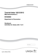 Tutorial letter 102/2/2012 Macroeconomics 2 ECS2602 Department of Economics  Workbook: Activities for study units 1 to 9