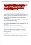 CMN 572 UNIT 1 LATEST 2024 FORM A REAL EXAM QUESTIONS AND CORRECT ANWERS (VERIFIED ANSWERS) A GRADE 