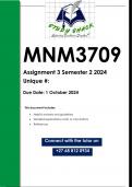 MNM3709 Assignment 3 (QUALITY ANSWERS) Semester 2 2024