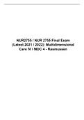 NUR2755 / NUR 2755 Final Exam (Latest 2021 / 2022): Multidimensional Care IV / MDC 4 - Rasmussen
