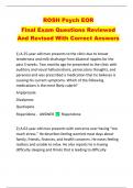 ROSH Psych EOR   Final Exam Questions Reviewed  And Revised With Correct Answers 