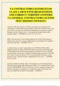 VA CONTRACTORS LICENSE EXAM  CLASS A OR B WITH 200 QUESTIONS  AND CORRECT VERIFIED ANSWERS/  VA GENERAL CONTRACTORS LICENSE  TEST 2024/2025 (NEWEST!)