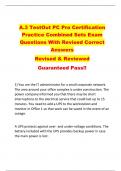 A.3 TestOut PC Pro Certification  Practice Combined Sets Exam  Questions With Revised Correct  Answers   Revised & Reviewed  Guaranteed Pass!! 