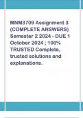   MNM3709 Assignment 3 (COMPLETE ANSWERS) Semester 2 2024 - DUE 1 October 2024 ; 100% TRUSTED Complete, trusted solutions and explanations.   