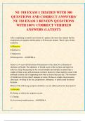 NU 518 EXAM 1 2024/2025 WITH 300  QUESTIONS AND CORRECT ANSWERS/  NU 518 EXAM 1 REVIEW QUESTIONS  WITH 100% CORRECT VERIFIED  ANSWERS (LATEST!)