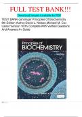 TEST BANK-Lehninger Principles Of Biochemistry         8th Edition  Author:David L. Nelson,Michael M. Cox  Latest Version 100% Complete With Verified Questions And Answers A+ Guide