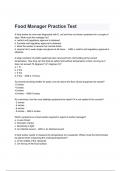 Food Manager Practice Test Questions and Answers 2024/2025( A+ GRADED 100% VERIFIED).