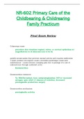 Final Exam Review - NR602 / NR-602 / NR 602 (Latest) : Primary Care of the Childbearing and Childrearing Family Practicum - Chamberlain