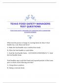 TEXAS FOOD SAFETY MANAGERS TEST QUESTIONS WITH GUARANTEED ACCURATE ANSWERS