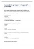 Human Biology Exam 2 - Chapter 17 Questions with correct answers rated A+ passed