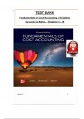 Test Bank for Fundamentals of Cost Accounting, 7th Edition by (Lanen/ Anderson/ Maher), All 18 Chapters Covered, Verified Latest Edition.