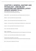 CHAPTER 2- GENERAL ANATOMY AND PHYSIOLOGY - CIMA MILADY QUESTIONS AND ANSWERS (LATEST UPDATE GRADED TO A+)