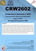 CRW2602 Assignment 2 (COMPLETE ANSWERS) Semester 2 2024 - DUE 20 September 2024