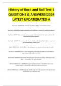 History of Rock and Roll Test 1 QUESTIONS & ANSWERS(2024 LATEST UPDATE)RATED A