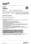 2024 AQA GCSE FRENCH HIGHER LISTENING PAPER 1 TEST TRANSCRIPT