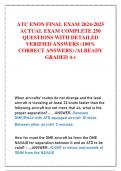 ATC ENON FINAL EXAM 2024-2025 ACTUAL EXAM COMPLETE 250 QUESTIONS WITH DETAILED VERIFIED ANSWERS (100% CORRECT ANSWERS) /ALREADY GRADED A+