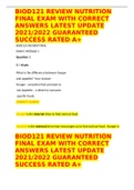 BIOD121 REVIEW NUTRITION FINAL EXAM WITH CORRECT ANSWERS LATEST UPDATE 2021/2022 GUARANTEED SUCCESS RATED A+